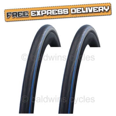 PAAR Schwalbe LUGANO 700x25c BLAUE STREIFEN Glatt Rennrad REIFEN