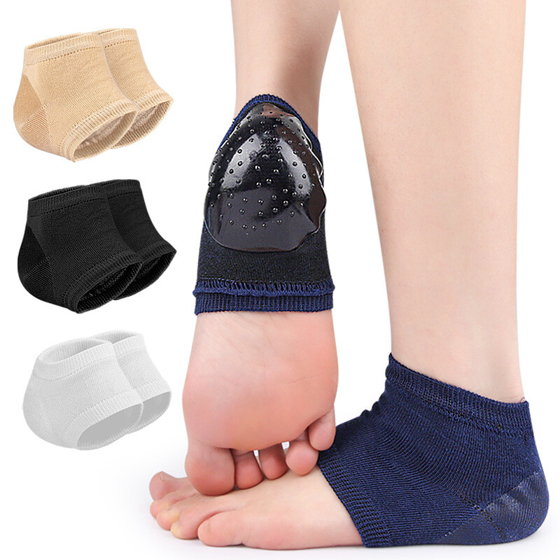 2 PIEZAS Protector de talón Medio Calcetines Antipiés Grietas Gel Suave Protector Almohadillas Elásticas Protectoras
