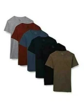  Men's Short Sleeve Pocket T-Shirt Large 6 Pack - Assorted Colors    