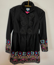 Plenty By Tracy Reese Sz 0 Coat Black Wool Anthropologie Soutache Embroidery Xs