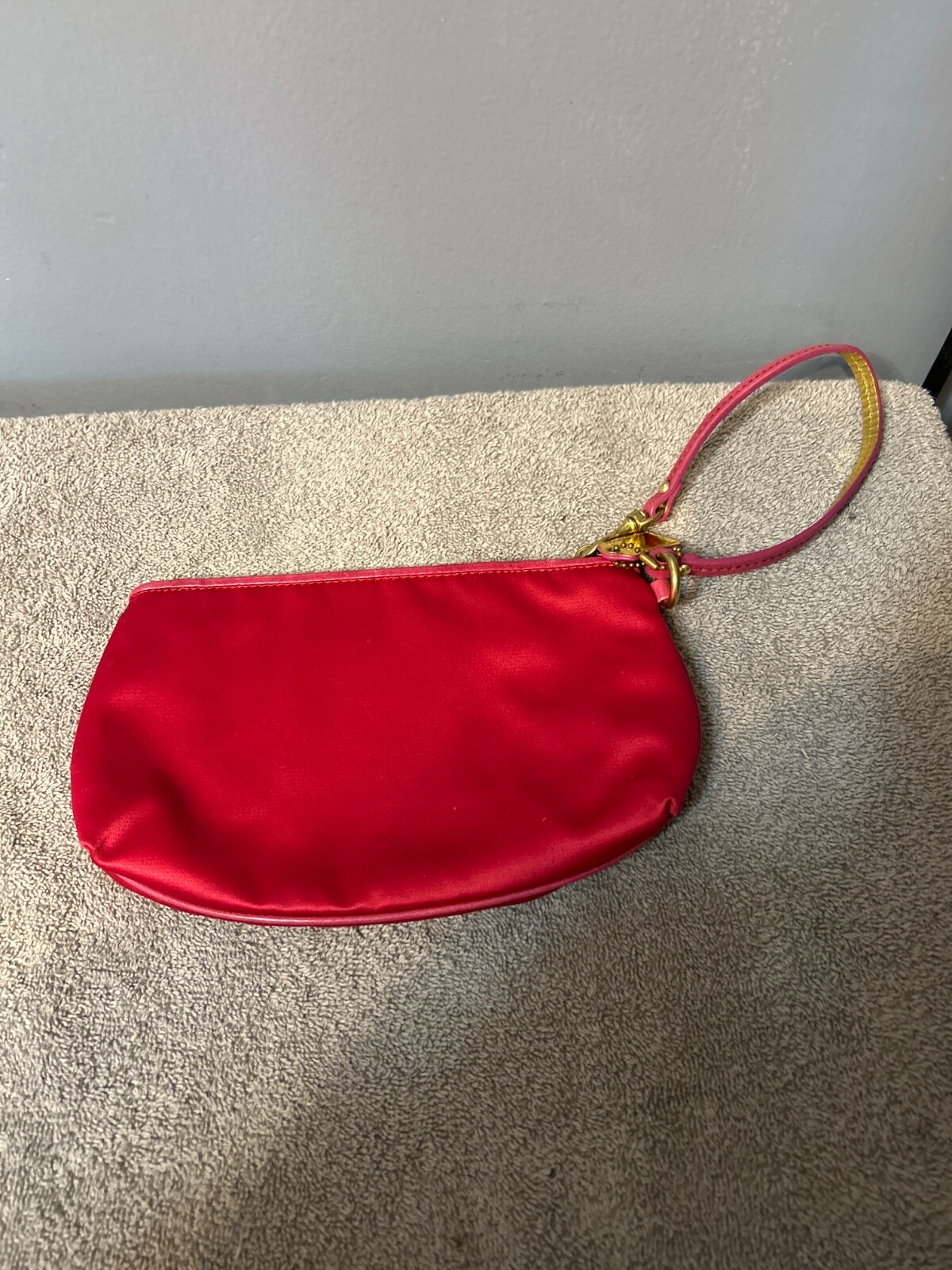 Coach Amanda Pink and Gold Satin Wristlet Purse - Gem