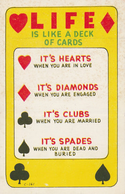 Vintage Postcard Humor comic Life is Like a Deck of Cards
