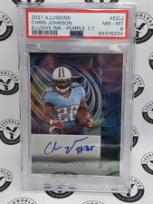 2021 Panini Illusions Elusive Ink #5 Chris Johnson Purple 1/1 Titans -- PSA 8