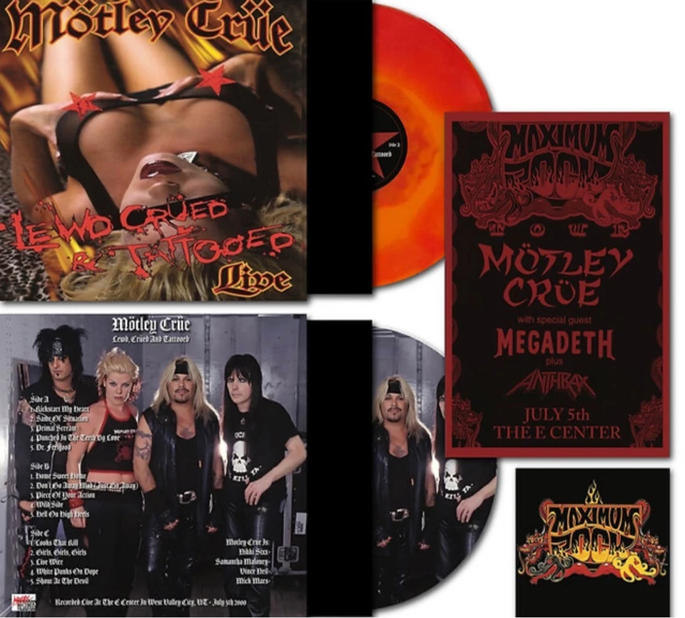 MOTLEY CRUE - Lewd Crued & Tattooed Awesome Coloured 2LP Rare Vinyl Import - Image 2 of 3