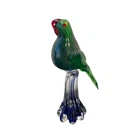 Murano Style Glass Parrot 11 Tall Green Blue Modern Art Glassware VTG Heavy!