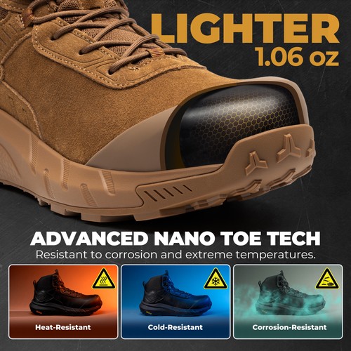 Men Waterproof Composite Toe Work Boots Lightweight Comfortable Safety Boots
