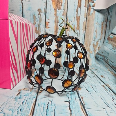 NEW Pink Zebra Metal Gem Pumpkin Accent Shade Fall Decor