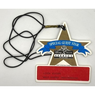 Rare Disney MGM Studios 1989 Special Guest STAR Linda Alcorn Imagineering Badge