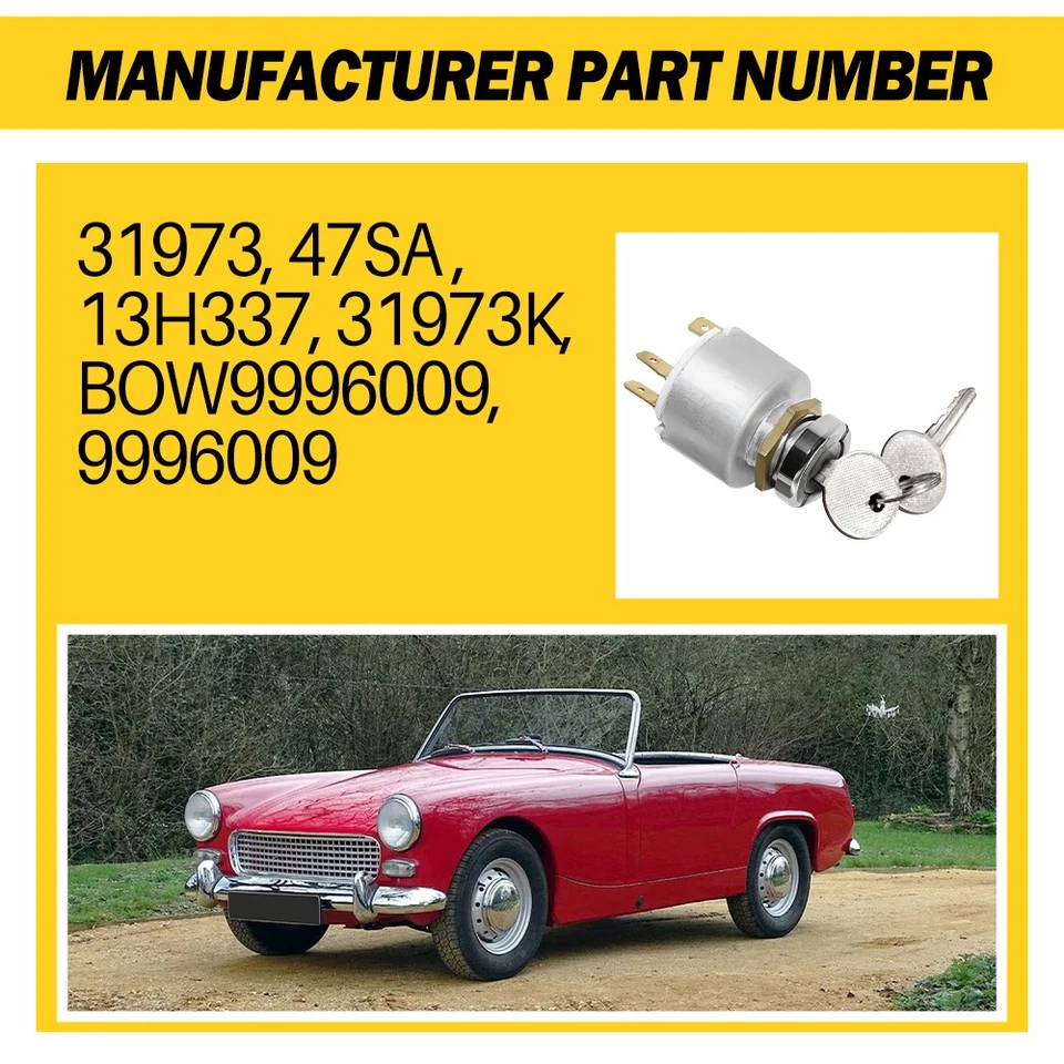 For Austin Morris Mini Minor Wolseley Hornet A99 Ignition Switch & Keys 13H337 - Image 3 of 4
