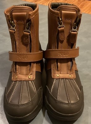 Polo Women s Size 6 Brown Leather Black Rubber Sole Zipper Front Boots 