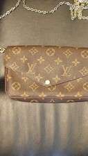 Louis Vuitton Monogram Chain Strap Crossbody Bag Brown Gold Hardware Snap
