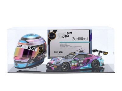 Tim Heinemann SIM to DTM 1:18 Modellauto & Helm Vitrine /30 limitiert Porsche 