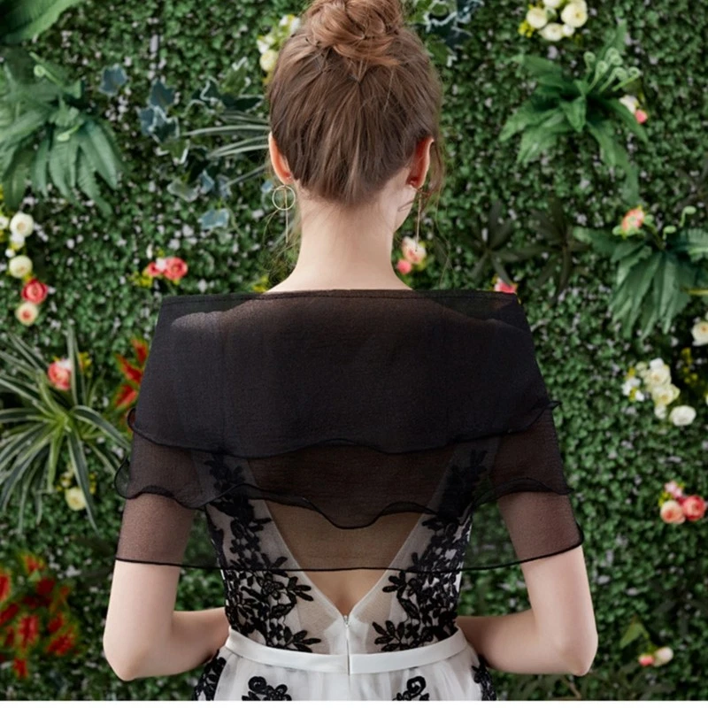 Comfortable Bridal Wrap Shoulder Shawl Ruffle Cover Up for Weddings Photoshoots - Image 4 of 4