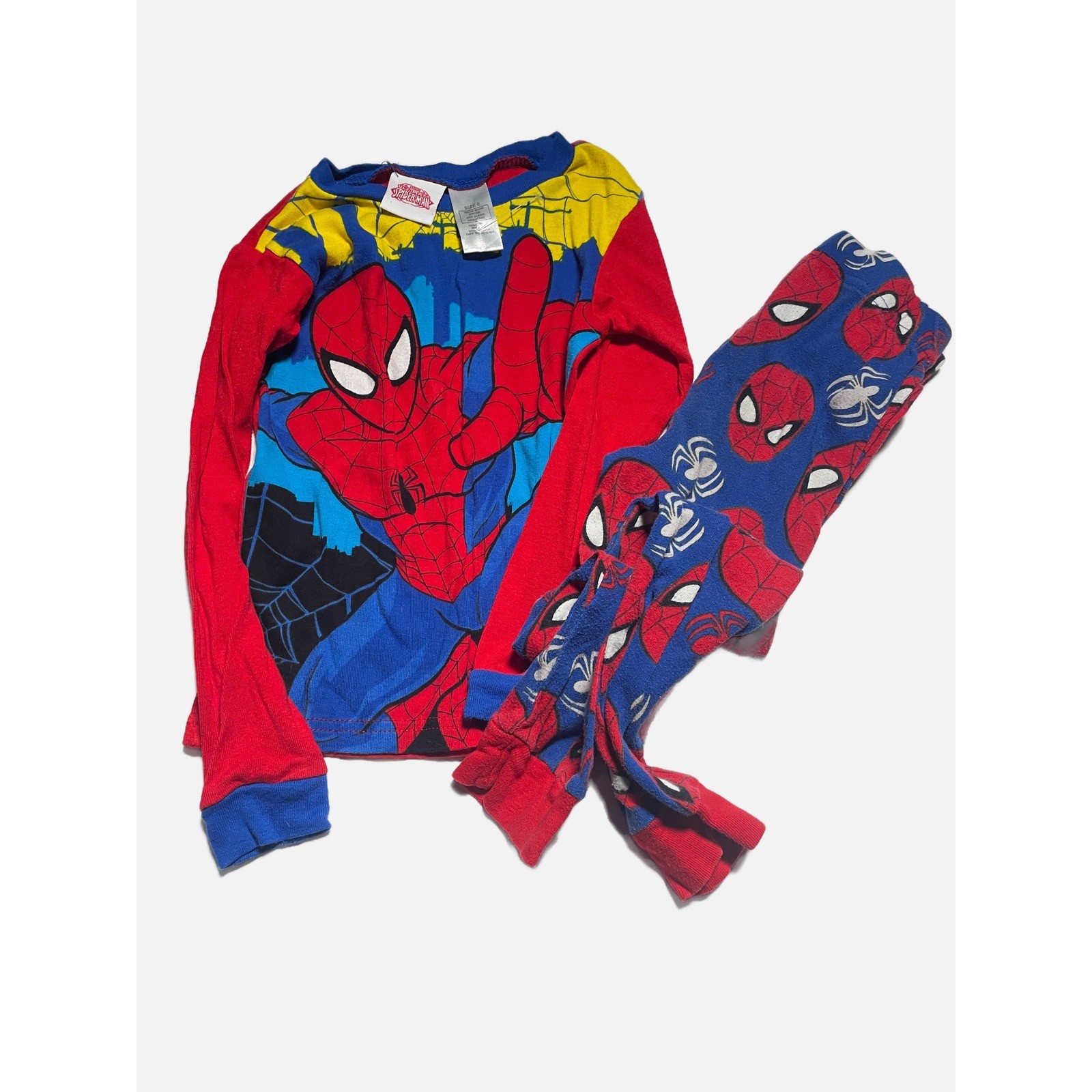 Marvel Spider-Man Pajama Set Kids Size 6 Blue Red Long Sleeve Superhero PJs