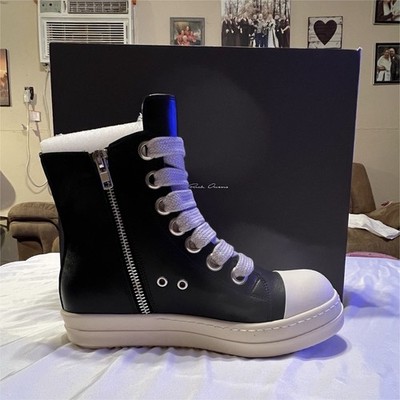 Rick Owens Vintage Sneaks High Top Leather Lace Zip Black S58WS0109