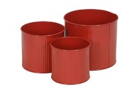 Metall Topf ÜBertopf Blumentopf 3Er Set Rot Ø11+13+16Cm Pflanzgefäß Dekoration