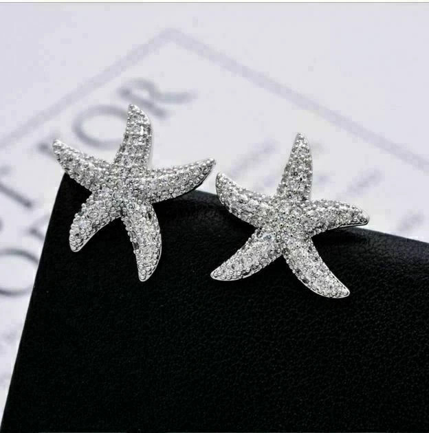 2Ct Round Cut Lab Created Diamond Starfish Stud Earrings 14k White Gold Finish