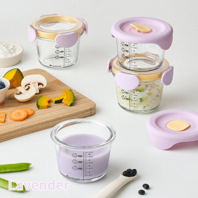 Lock&Lock Little Love Dear Baby Food Container Round 260 ml 4-Pack Lavender
