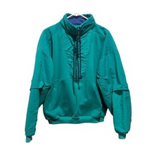 Vintage 1990s Eddie Bauer Windbreaker Jacket Blue Green Sportswear 1/4 Zip Sz XL