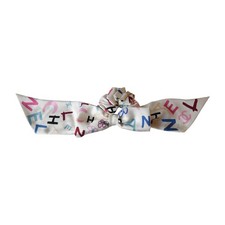 Chanel Silk Hair Tie with Letter Scrunchie Ivory