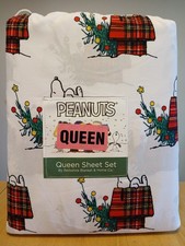 New 2025 PEANUTS CHRISTMAS QUEEN Bed Sheets Snoopy Doghouse By Berkshire Home Co