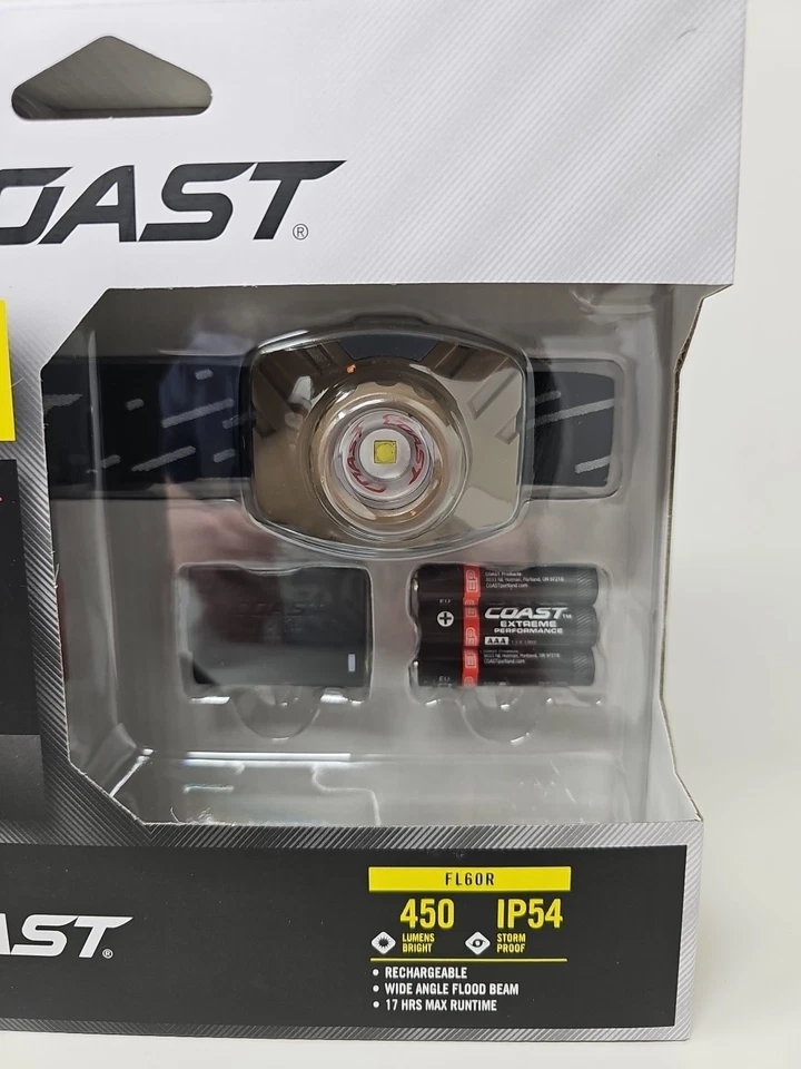 Faro LED recargable COAST FL60R 450 lúmenes accesorios incluidos doble alimentación Foto 3 de 4