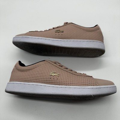 LACOSTE Shoes Women's 6.5 M Pink Carnaby Evo Sneakers Leather Logo