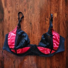 Vintage Frederick's Of Hollywood Underwire Bra 36D Sexy Red Satin Black 