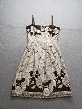 Ann Taylor Women Sundress 2 Brown White Floral Strap Back Zip Summer Casual Wear