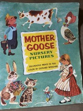 Vtg Mother Goose Nursery Pictures 1957 Leonard Weisgard Set of 6 Art Prints