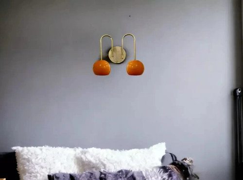 2 LIGHT MID-CENTURY-MODERN WALL FIXTURE BRASS SCONCE- WALL LAMP 1950s sputnik - Picture 5 of 5