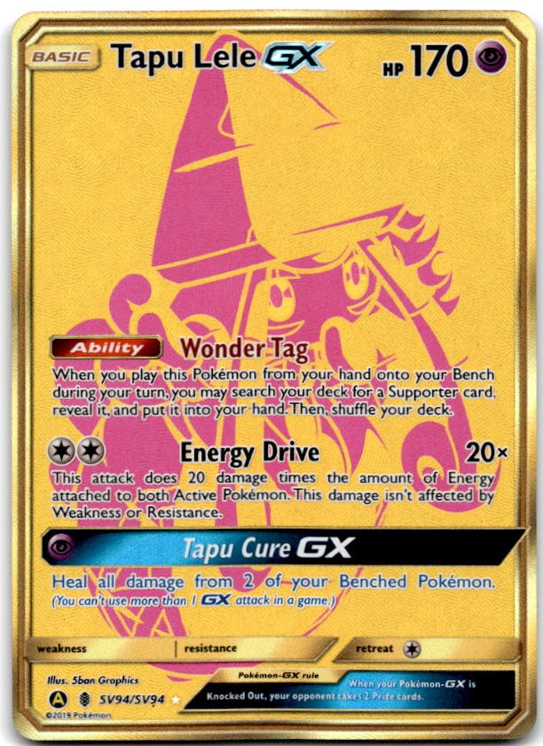 Tapu Lele GX Shiny Holo Rare Hidden Fates: Shiny Vault SV94/SV94 NM