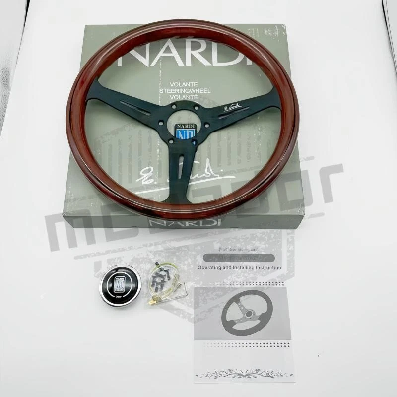 NARDI Classic 350mm Steering Wheel Mahogany Wood with Black Finish Foto 2 de 4