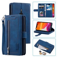 Estuche tipo billetera Sony Xperia XZ2, estuche magnético con cremallera de cuero para Xperia XZ2