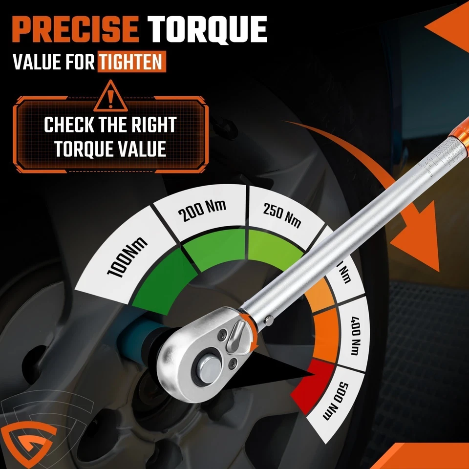 High Accuracy Torque Wrench 100-500 Nm 3/4" Socket Square Drive Hand Ratchet UK - Image 3 of 4