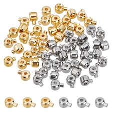 arricraft 60 Pcs Brass Crimp Beads, Loose 4.5x3.5x3mm, 60 Pcs-Gold Silver