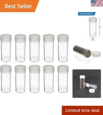 10 Round Clear Plastic Coin Storage Tubes with Screw-on Lids - Archival Safe