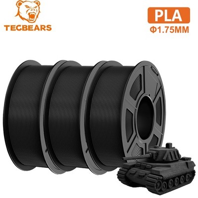TECBEARS 3KG Black PLA 3D Printer Filament Bundle 1.75mm ±0.02 PLA Filament