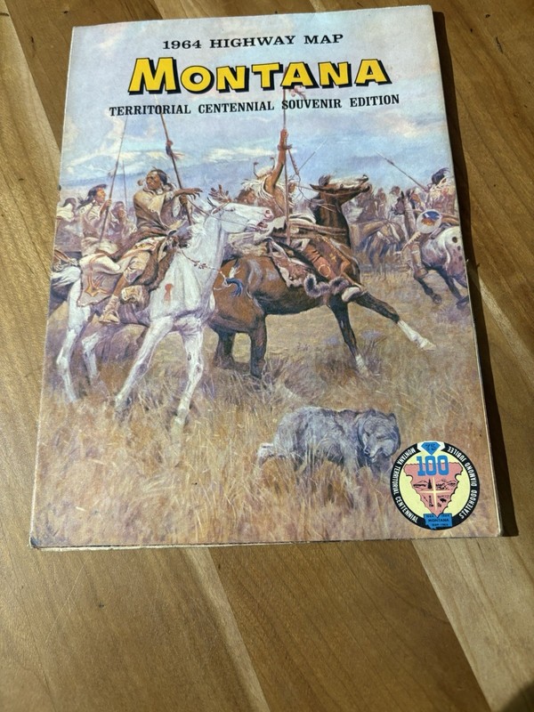 1964 Montana Highway Vintage Tourist Map Territorial Centennial Souvenir Edition