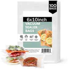 100 Pack 4mil Vacuum Sealer Bags 6x10inch Embossed Food Saver Storage Package  