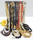 VINTAGE TO NOW COSTUME CRAFT JEWELRY BEADED NECKLACE LOT, ASSORTED MATERIALS