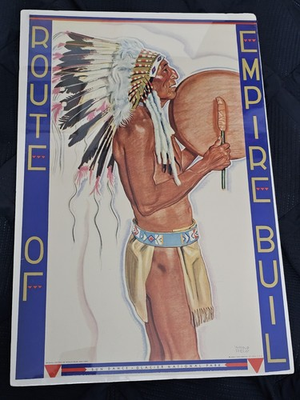 #ad Vintage Railroad Calendar Topper Poster Great Northern Chief Winold Reiss $117.95