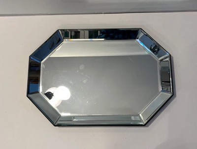 22  Diamond Living Room Frameless Octagon Home Decor Beveled Mirror Tray Velvet