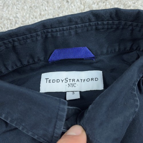 Teddy Stratford Shirt Mens 3 Large Blue Commuter Zip Front Office Career Button - Imagen 3 de 10