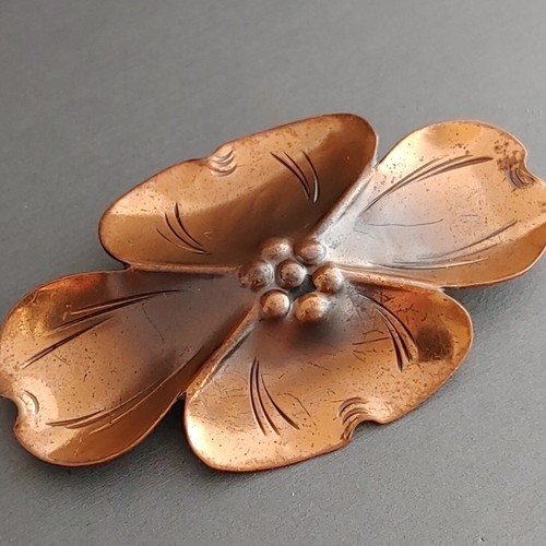 NE Vintage Dogwood Floral Brooch Pin Niels Erik Denmark MCM Scandinavian 2 3/8" - Picture 2 of 7