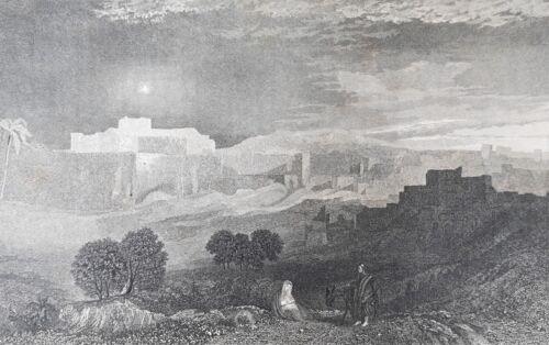 Alter Stahlstich, Bethlehem, Maria und Jesuskind, Josef, Meyer's Universum, 1836 - Bild 1 von 10