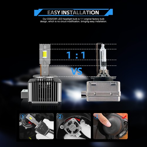 D3S D3R LED Headlight Kit Bulbs 105W 6000K HID Replace Conversion Lamp 12000LM - Picture 6 of 12