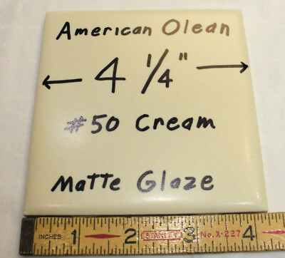 1 pc.  Matte Cream by American Olean: Soft-Vanilla /Pale-Yellow from 1960's NEW