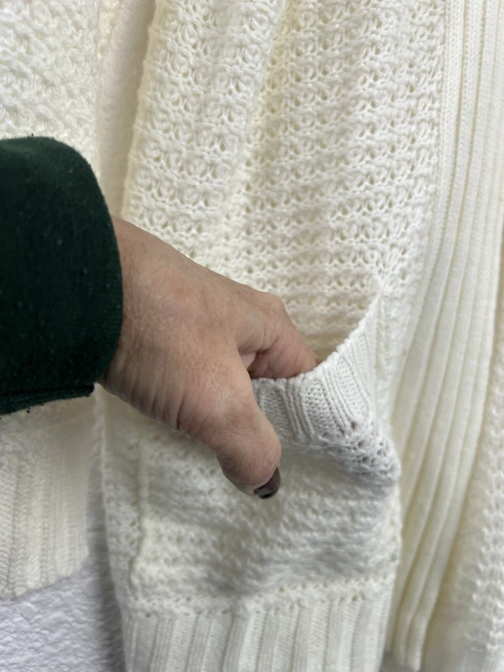 Jasson Maxwell Cardigan Duster 毛衣女式 M 长夹克开襟面霜 — 第 4/4 张图片