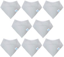 8 Pack Grey Organic Bamboo Baby Bandana Bibs